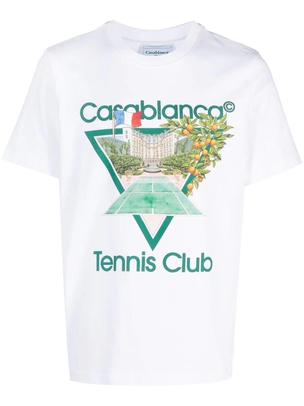 CASABLANCA TENNIS-COURT PRINTED T-SHIRT 'WHITE'