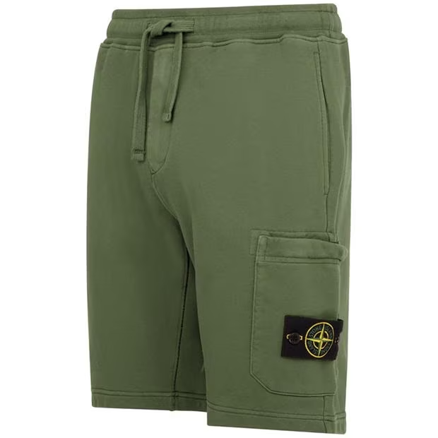 STONE ISLAND COTTON FLEECE SHORTS 'SALVIA'