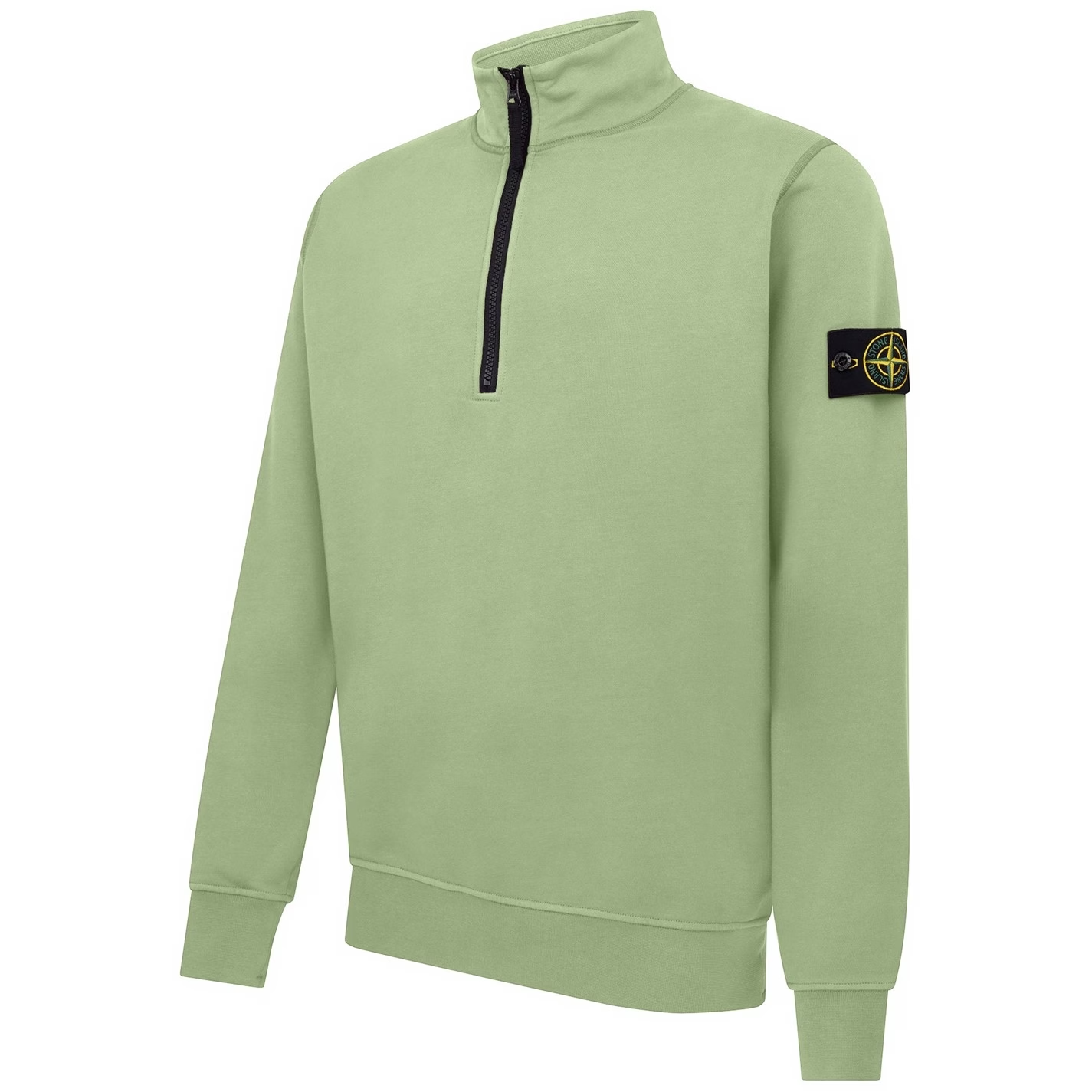 STONE ISLAND COTTON FLEECE QUARTER ZIP SWEATSHIRT LW 'V CHIARO'
