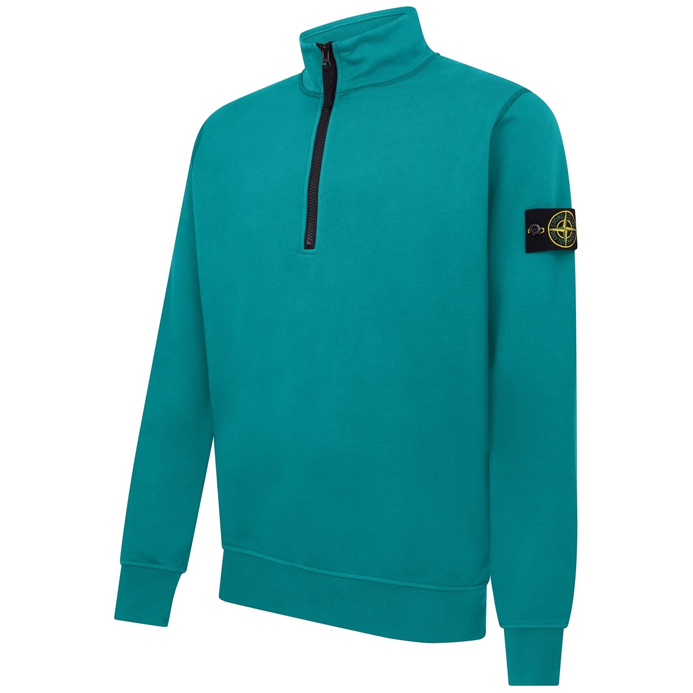 STONE ISLAND COTTON FLEECE QUARTER ZIP SWEATSHIRT LW 'TURCHESE'