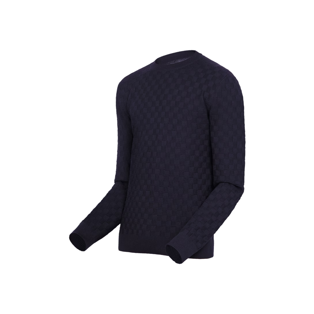 LOUIS VUITTON DAMIER CREW NECK SWEATER 'NAVY'
