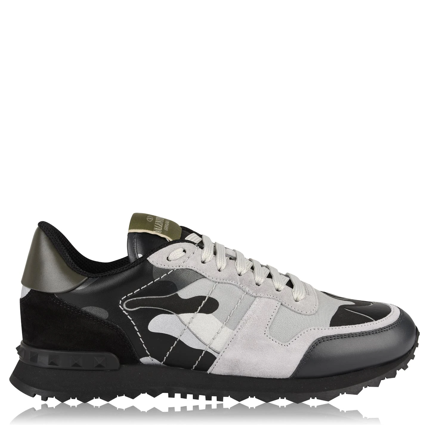 VALENTINO ROCKSTUD CAMOUFLAGE TRAINERS 'GREY & SILVER'