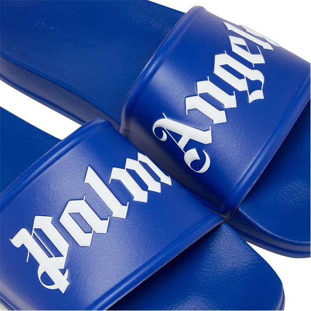 PALM ANGELS LOGO POOL SLIDERS 'BLUE'