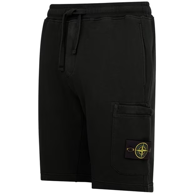 STONE ISLAND COTTON FLEECE SHORTS 'NERO'