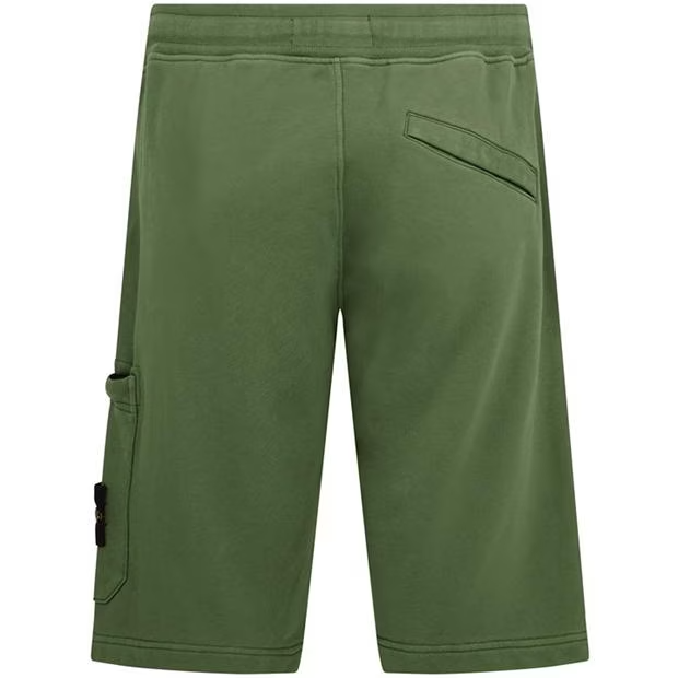 STONE ISLAND COTTON FLEECE SHORTS 'SALVIA'