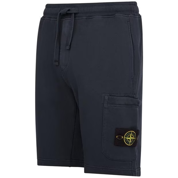 STONE ISLAND COTTON FLEECE SHORTS 'NAVY'