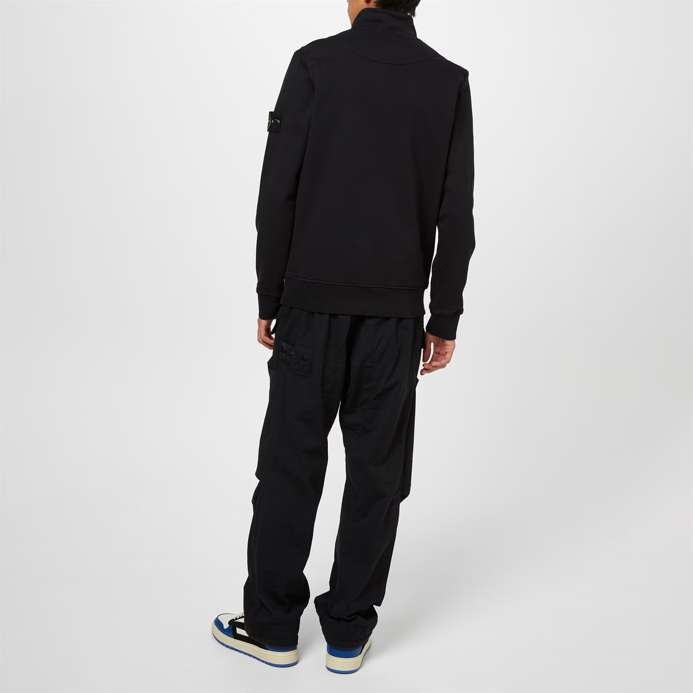 STONE ISLAND COTTON FLEECE QUARTER ZIP SWEATSHIRT LW 'NERO'