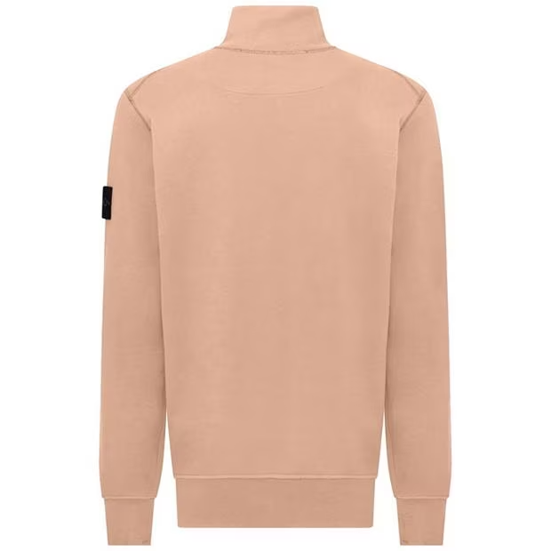 STONE ISLAND COTTON FLEECE QUARTER ZIP SWEATSHIRT LW 'ROSA'