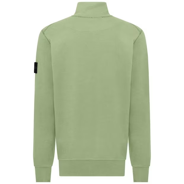 STONE ISLAND COTTON FLEECE QUARTER ZIP SWEATSHIRT LW 'V CHIARO'