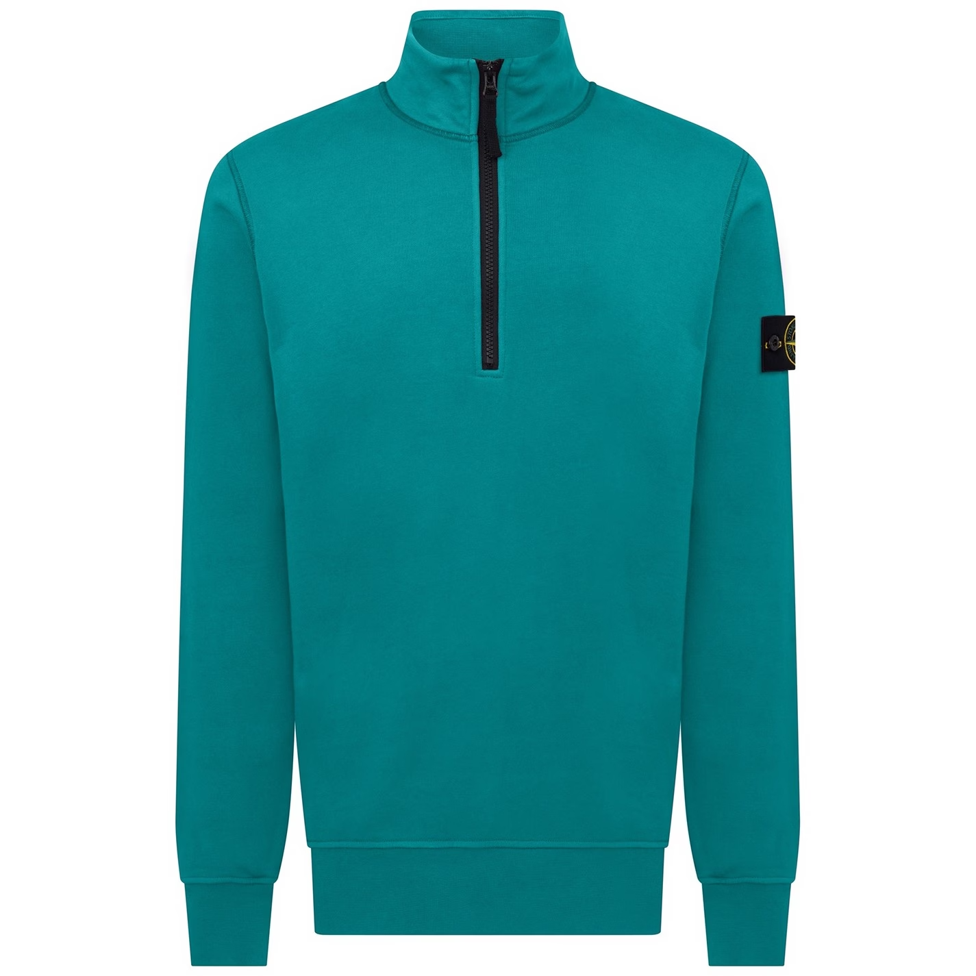 STONE ISLAND COTTON FLEECE QUARTER ZIP SWEATSHIRT LW 'TURCHESE'