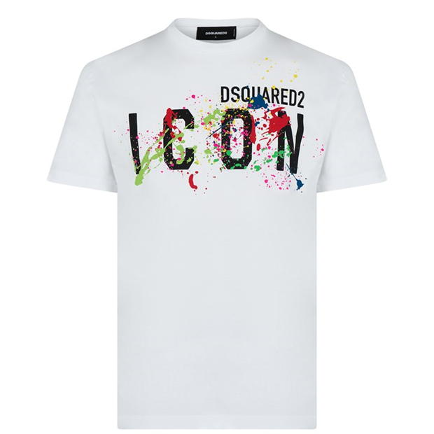 DSQUARED ICON SPLAT T SHIRT 'WHITE'