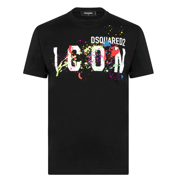 DSQUARED ICON SPLAT T SHIRT 'BLACK'