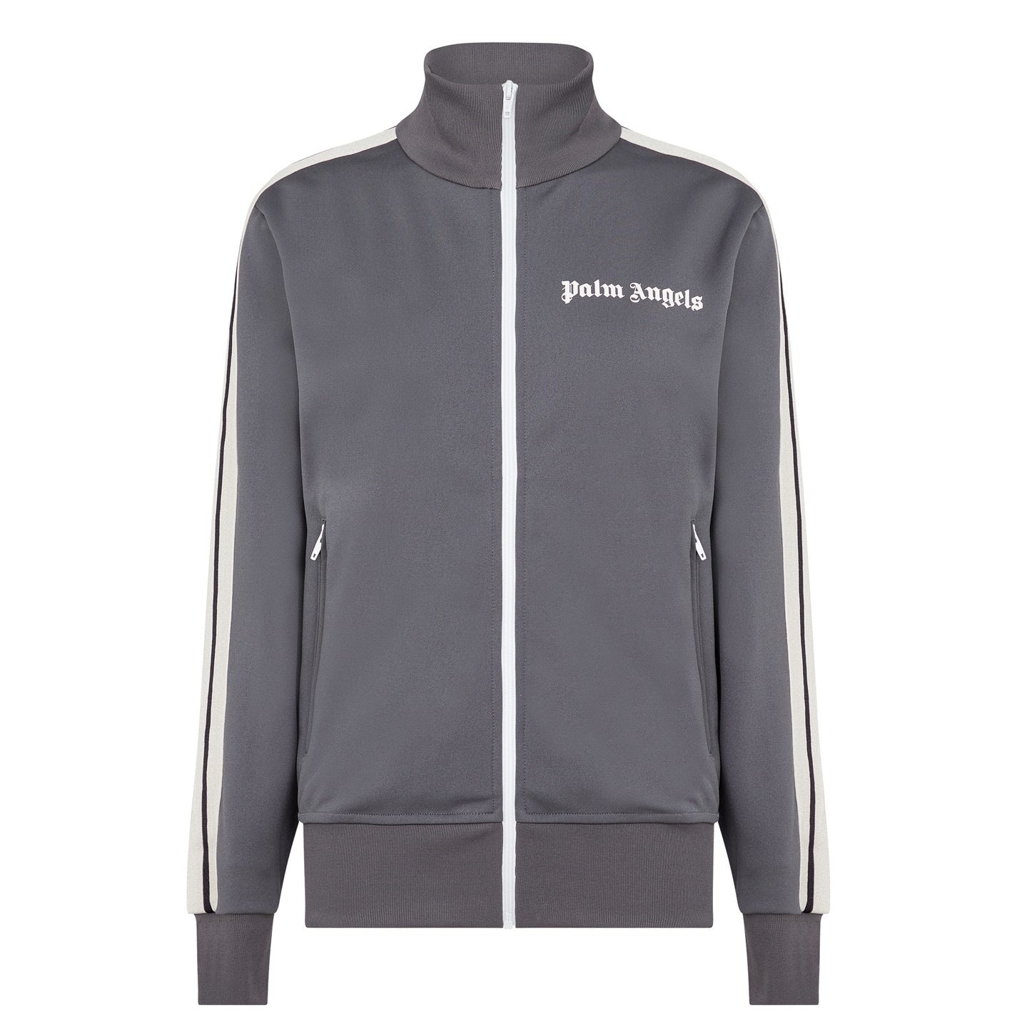 PALM ANGELS FUNNEL ZIP TRACK JACKET ‘DARK GREY’